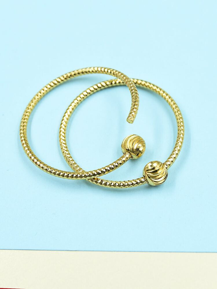 2pcs Girls Textured Metal Bangle | SHEIN