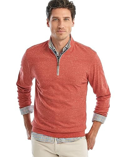 johnnie-O Sully ¼ Zip Pullover Sweater | Heathered Double Knit Pullover with Leather Zipper Puller for Men | Men's Quarter Zip Sweaters | Amazon (US)