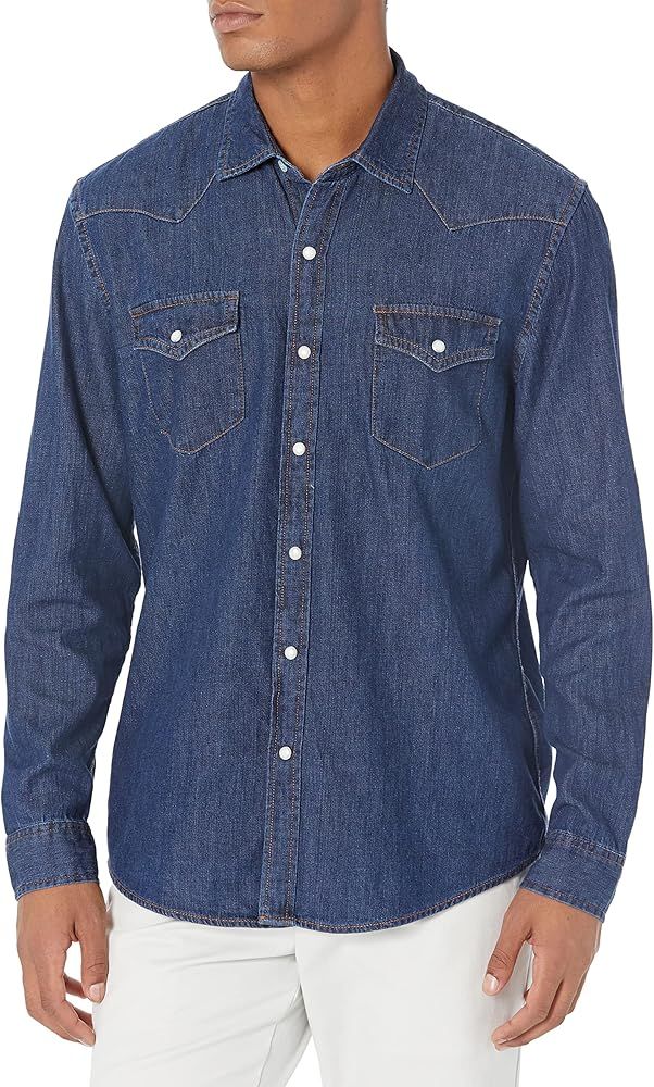 Amazon Essentials Men's Regular-Fit Long-Sleeve Denim Shirt | Amazon (US)