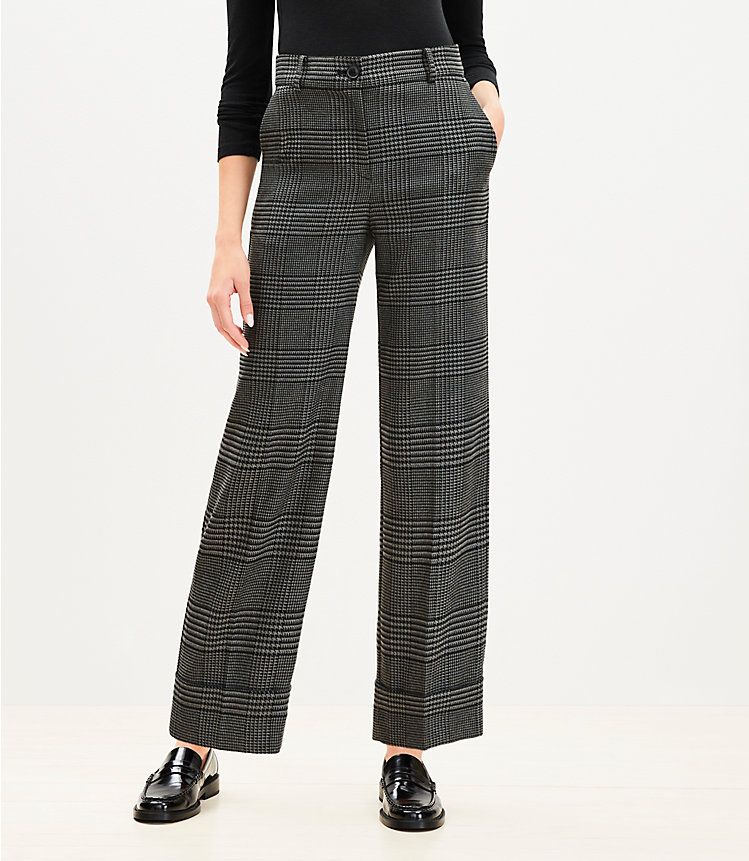 Straight Cropped Cuff Pant in Houndstooth | LOFT