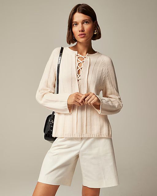 Collection cashmere lace-up beach sweater | J. Crew US