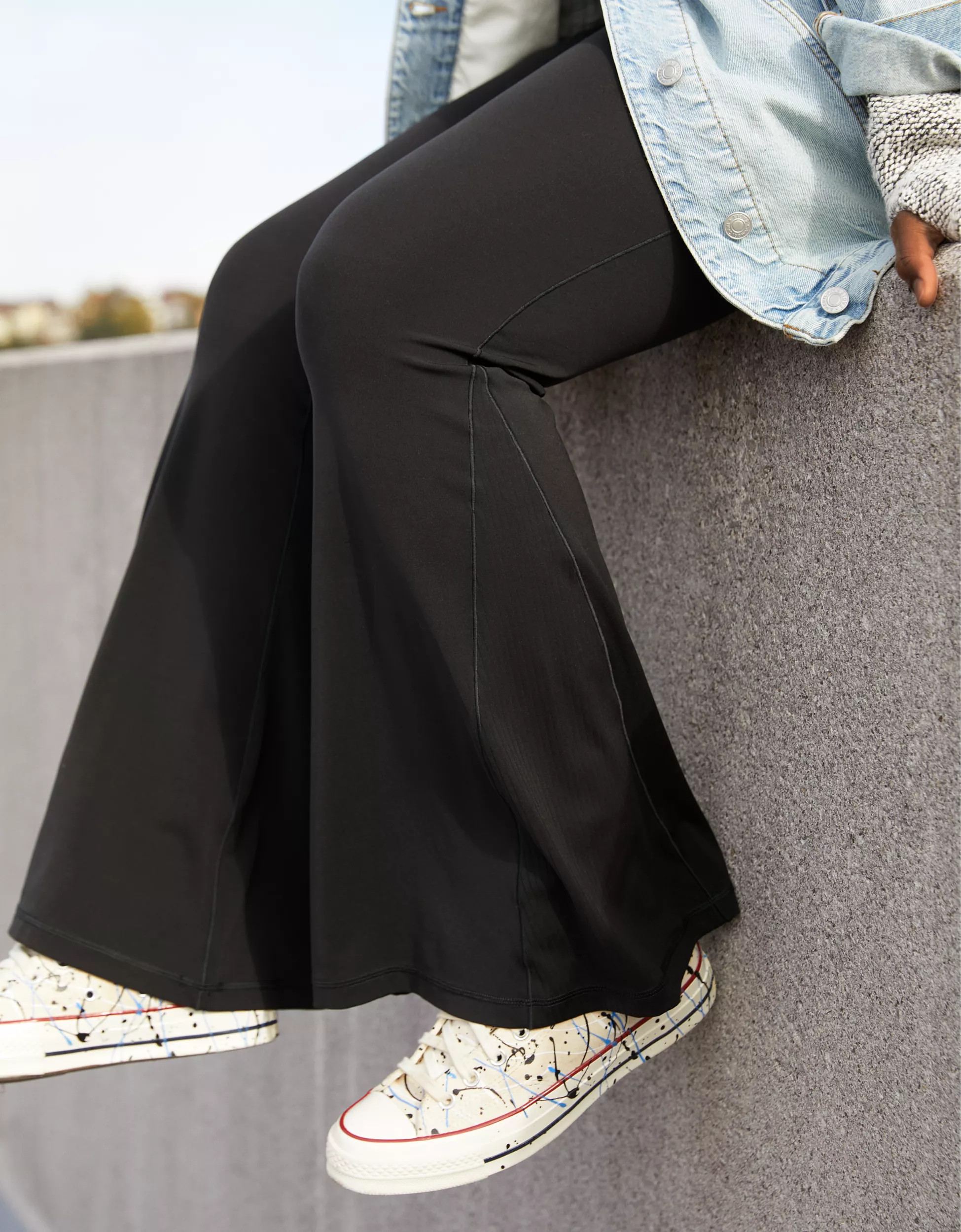 OFFLINE By Aerie Real Me High Waisted Crossover Rib Super Flare Legging | Aerie