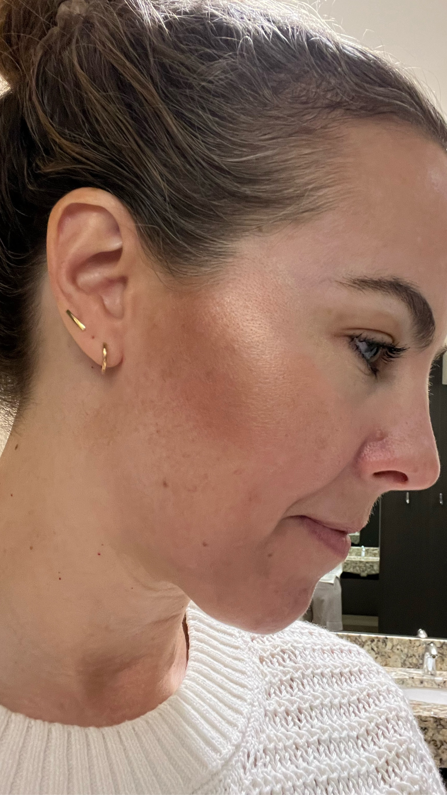 Forgot my earrings today, so shifted my 2nd hole hoop up to the front. These are gold vermeil that I wear 24/7 (sleep and shower included) - such a good deal from Amazon. The bars are super high quality from mejuri that also hold up to 24/7 wear.

#LTKfindsunder50 #LTKfindsunder100