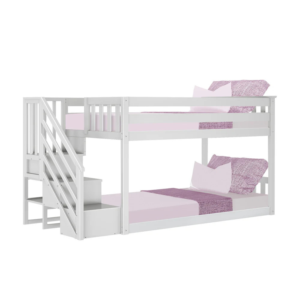 Kid's Twin Over Twin-Size Low Bunk Bed with Staircase | max & lily
