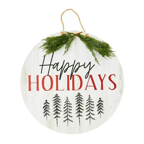 Holiday Time Reversible MDF Christmas Hanging Sign Decoration, 20" - Walmart.com | Walmart (US)