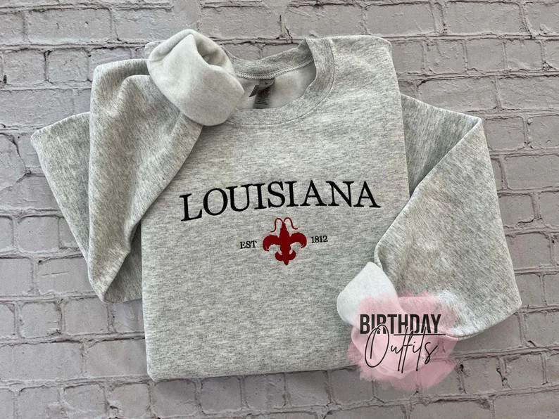 Louisiana Embroidered Sweatshirt, Louisiana crewneck, Louisiana embroidery, States and cities shi... | Etsy (US)