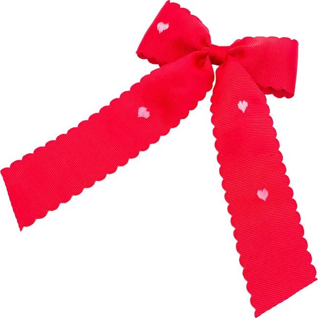 Scalloped Ombre Hearts Bow, Red | Maisonette