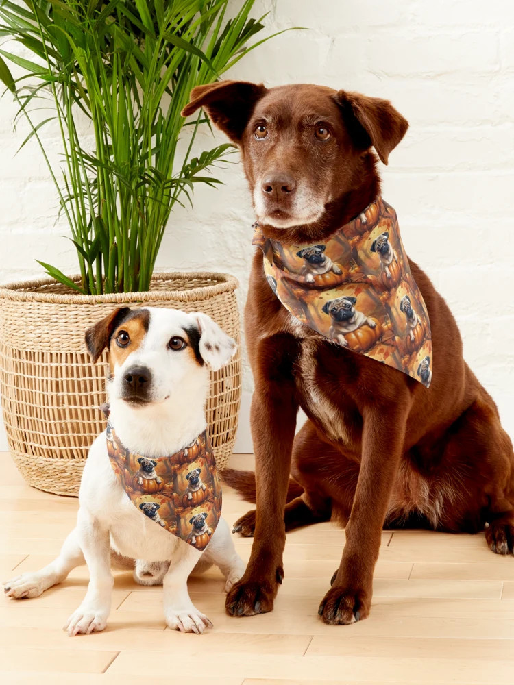 Fawn Fall Pug Pet Bandana | Redbubble (US)