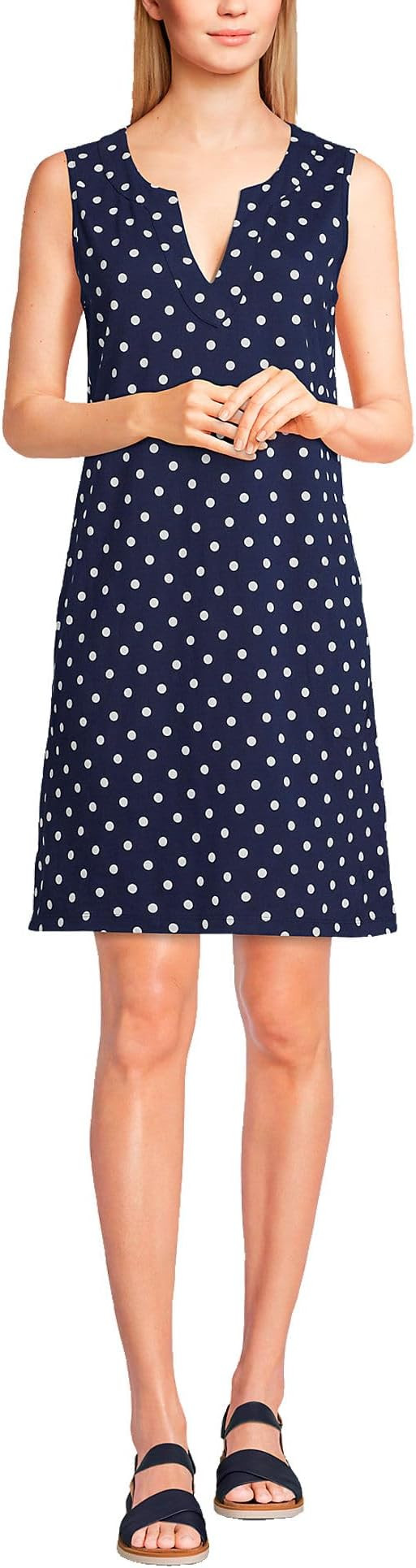 Lands' End Women's Cotton Jersey Sleeveless Swim Cover-up Dress | Amazon (US)