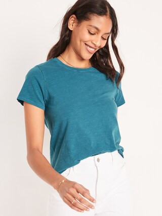 Short-Sleeve EveryWear Slub-Knit T-Shirt for Women | Old Navy (US)