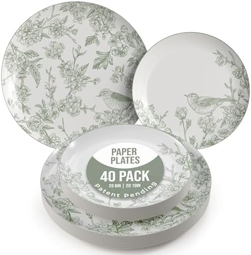 Trendables Floral Paper Plates 8.5 Inch & 10.5 Inch 40 Pcs Dinner Plate Set Fancy Disposable Plat... | Amazon (US)
