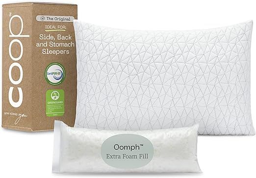 Coop Home Goods - Premium Adjustable Loft Pillow - Hypoallergenic Cross-Cut Memory Foam Fill - Lu... | Amazon (US)