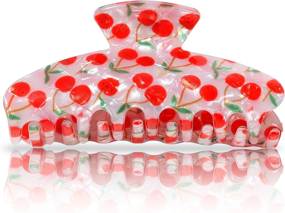 JazSwirl Cherry Hair Claw Clip for Women 3.5 Inch Red Fruit Hair Clips Cute Cherry Claw Clips for... | Amazon (US)