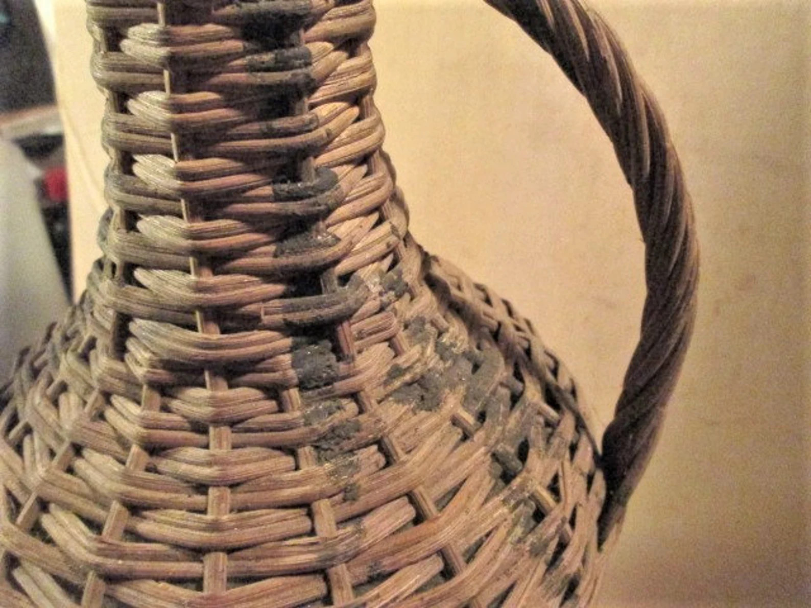 Antique Aqua Bottle With Wicker Rattan Cover Blown in Mold - Etsy | Etsy (US)