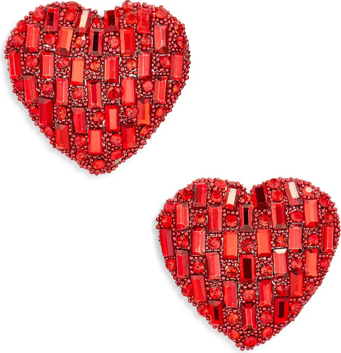 Leith Puffed Heart Crystal Stud Earrings | Nordstromrack | Nordstrom Rack
