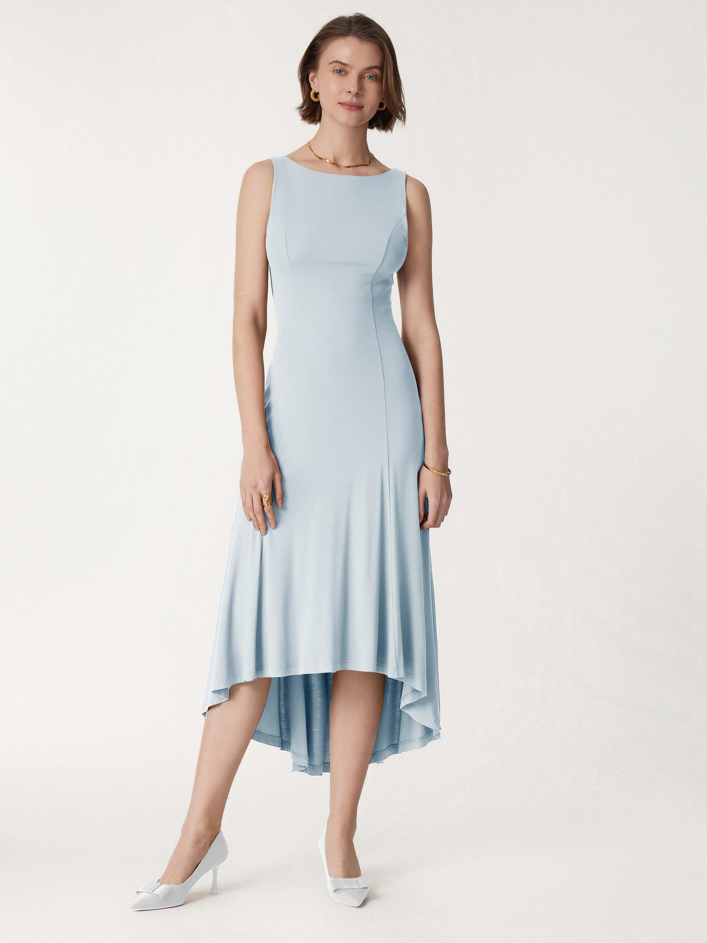 Retreat Boatneck Sleeveless High-low Midi Dress | OGL