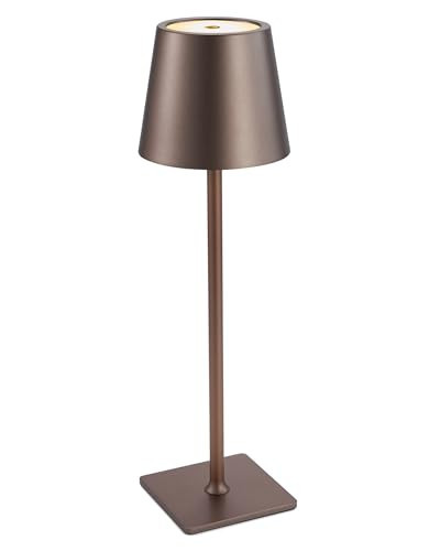 INTELIVE Rechargeable Table Lamp Cordless, 5000mah Battery Operated Lamps, Portable 3 Color Dimmable Touch Light Outdoor Table Light for Restaurant Patio Home Bedroom Outdoor Dinning, Taupe | Amazon (US)
