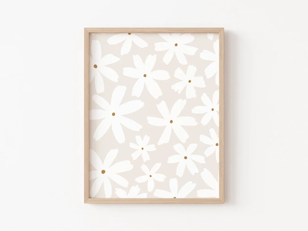 Neutral Daisy Printable, spring flower wall art, neutral flower print, neutral print gift, neutra... | Etsy (US)