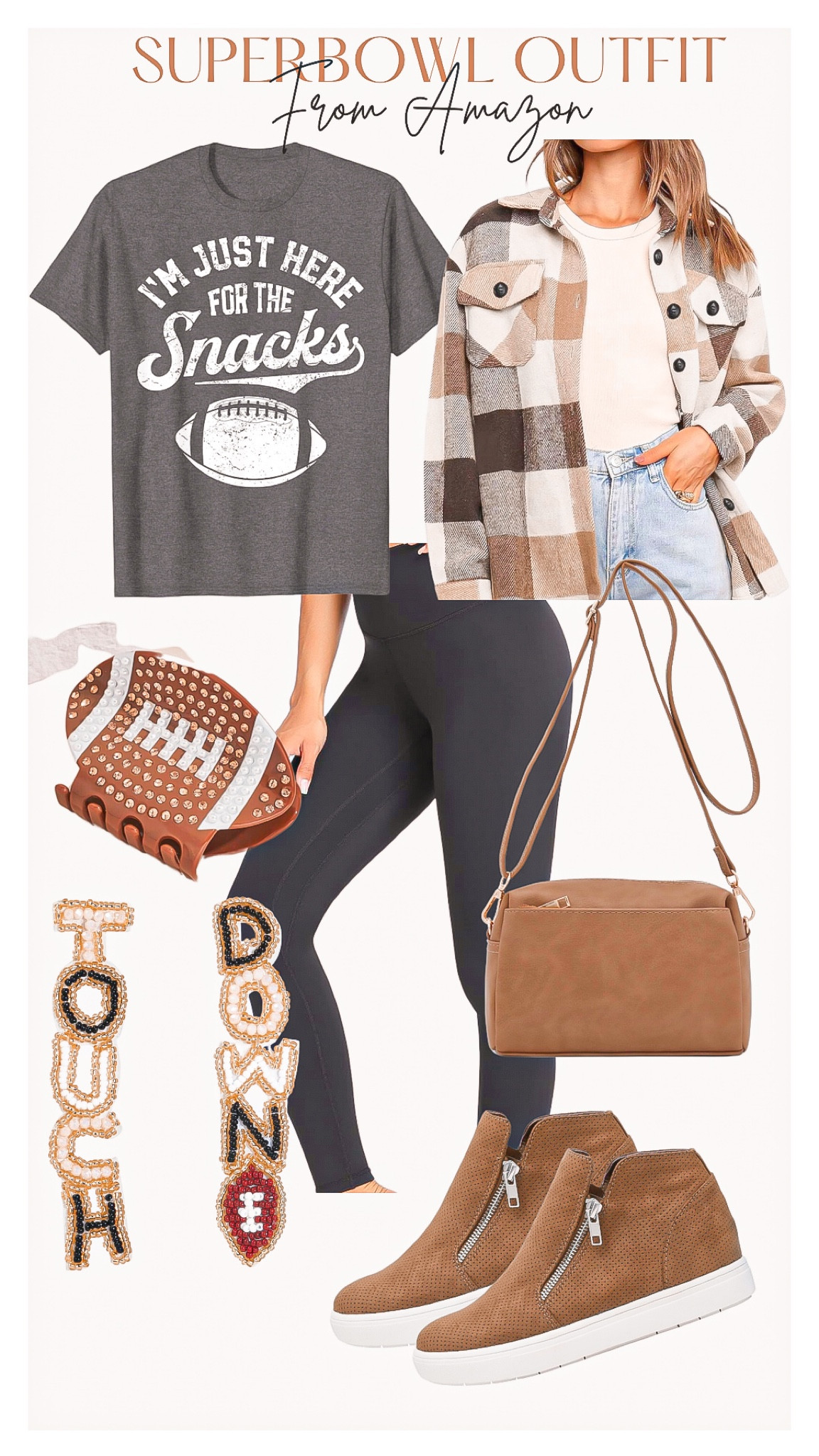 Super Bowl outfit idea 🤎🏈

Amazon fashion, Super Bowl , Super Bowl party outfit, football outfit, here for the snacks shirt, flannel shirt, brown button up, brown flannel shirt , football hair clip, football earrings, touchdown earrings , brown crossbody bag, brown shoes, brown heels 

#LTKstyletip #LTKparties #LTKMostLoved