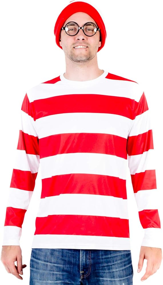 Where's Waldo Wally Deluxe Adult or Youth Costume Set - Halloween Cosplay Costume Set for Men & W... | Amazon (US)