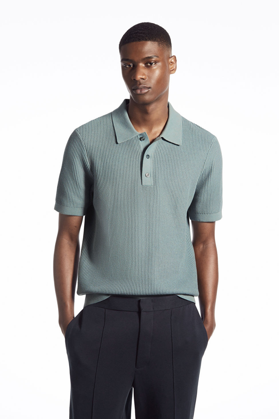 TEXTURED KNITTED POLO SHIRT | COS UK
