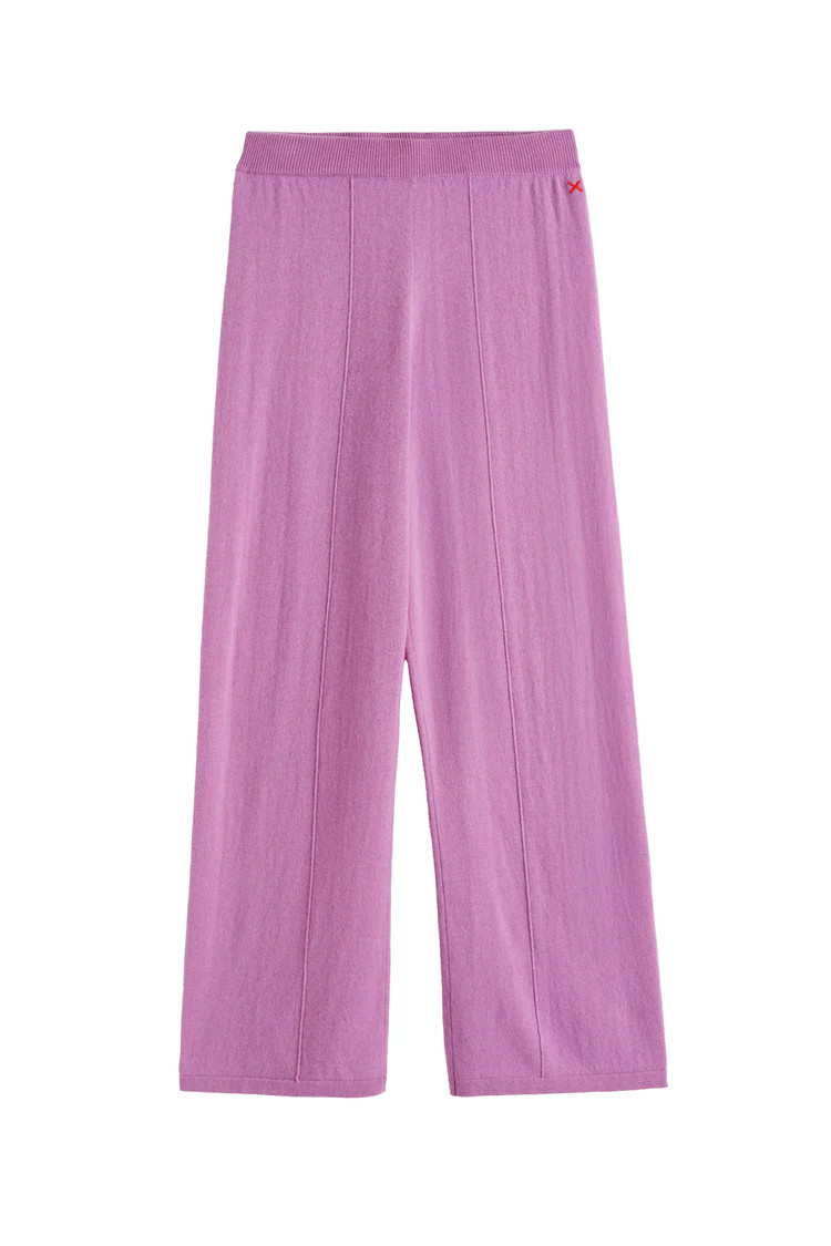 Lilac Wool-Cashmere Wide-Leg Track Pants | Chinti & Parker