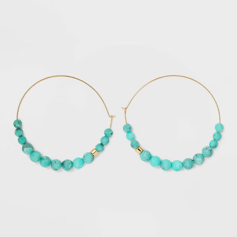 Semi-Precious Wire Hoop Earrings - Universal Thread™ | Target