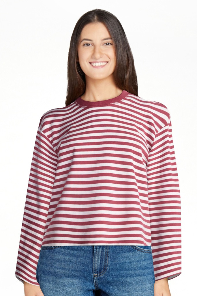No Boundaries Oversize LS Stripe Tee, Women’s Sizes XXS-XXL | Walmart (US)