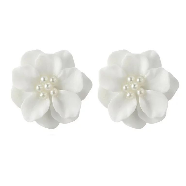 1 Pair Big Orange Pink White Yellow Camellia Flower Earrings for Women Elegant Gift Ear Studs Jew... | Walmart (US)
