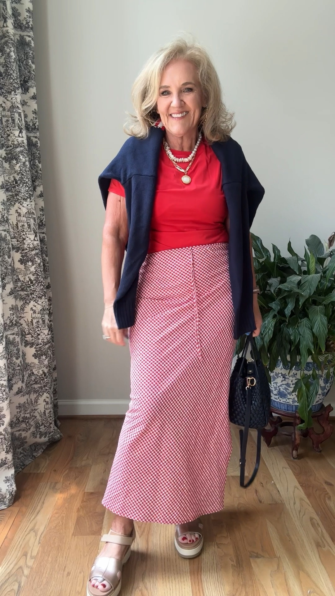 Pumiey buttery soft smoothing tees on lightening deal! Wearing size XL. Yup I size up 2 sizes. 
Skirt size small 
Flag sweater I size sized up to a large 
My necklace comes in the three-piece set. It’s been a favorite this summer. 

Summer outfits, summer classics, closet, basics, Amazon, fashion, target skirt, Fourth of July, summer outfits

#LTKSeasonal #LTKFindsUnder50 #LTKOver40