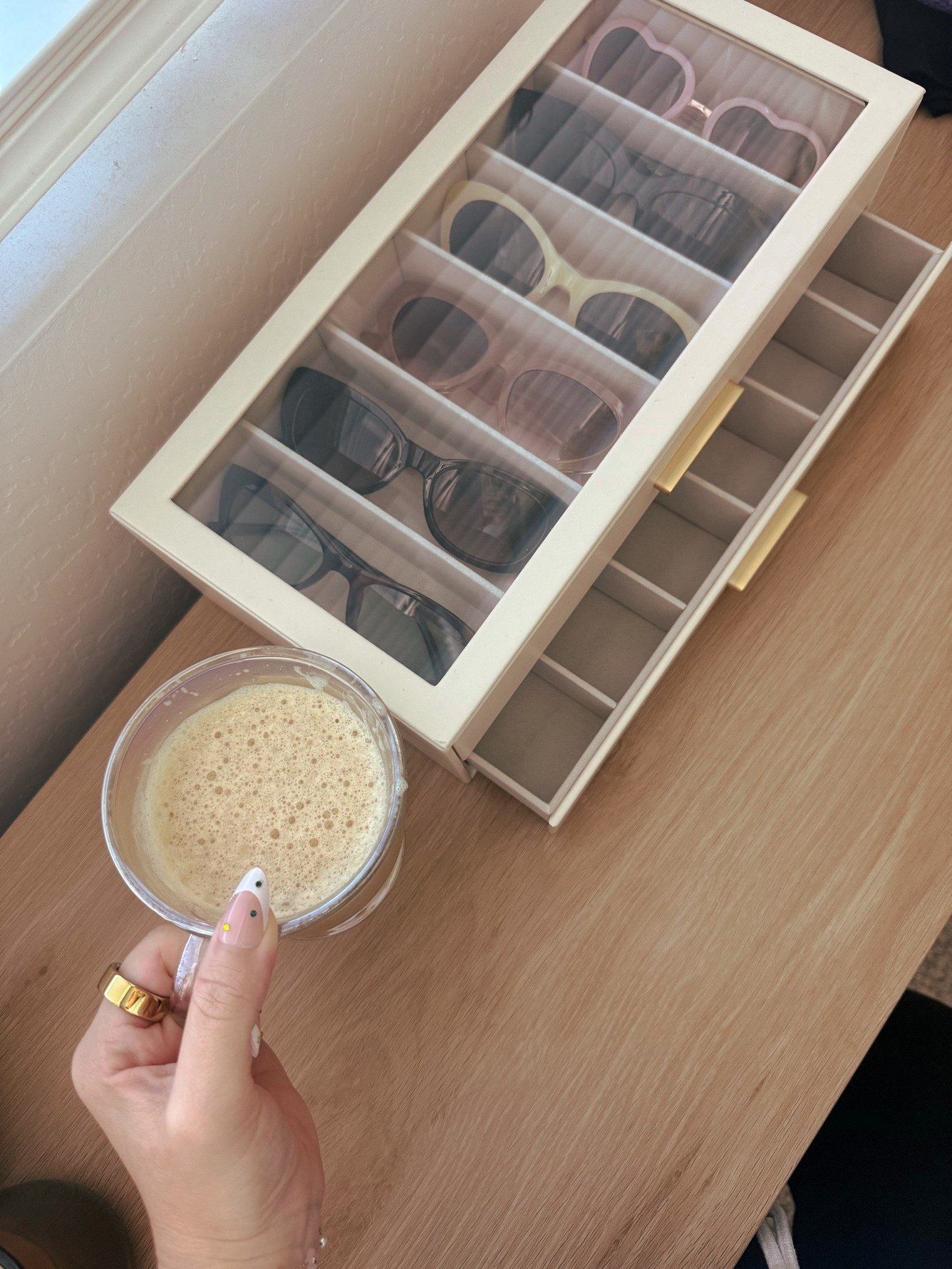 Tiny organization upgrade, major main-character energy. ✨

Finally giving my sunnies a proper little home and I’m obsessed with how clean + pretty this organizer looks on my dresser. The glass top makes it so easy to see everything, and the drawers give me extra room for the rest of my accessories too. 🤍

Linking it here because apparently organizing your sunglasses counts as self care. 😂☕️🕶️#LTKStyleTip #SunglassesStorage #AccessoryStorage #VanityOrganization #HomeOrganization #AmazonHome #DresserOrganization #OrganizedHome #EverydayFavorites

#LTKHome