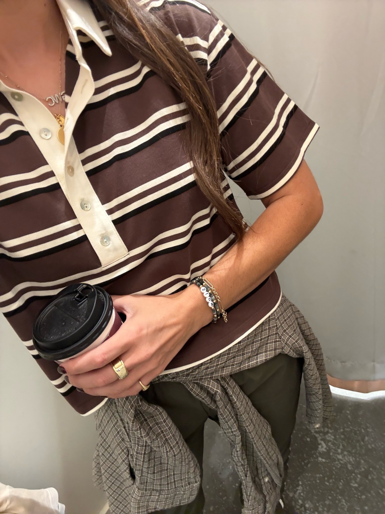 Striped rugby tee.