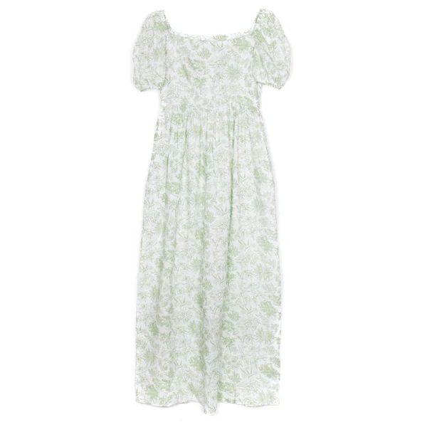 Short-Sleeve Maxi Dress, Green Flora | The Avenue