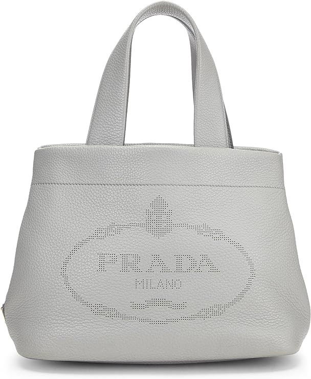 Amazon.com: Prada, Pre-Loved Grey Vitello Daino Perforated Logo Handbag, Grey : Luxury Stores | Amazon (US)