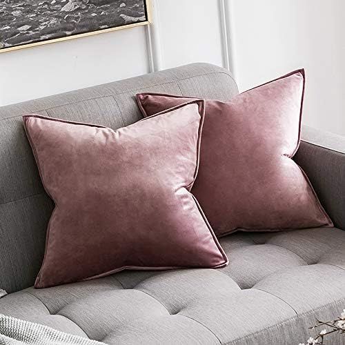 MIULEE Pack of 2 Decorative Velvet Throw Pillow Cover Soft Pillowcase Solid Square Cushion Case for  | Amazon (US)