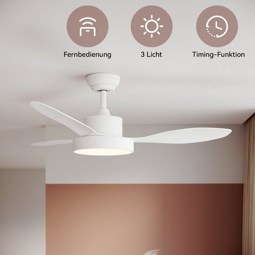 SONNI Deckenventilator Deckenventilator, LED, Ø 47 Inch, mit Licht und Fernbedienung, Weiß / Sc... | OTTO (DE)
