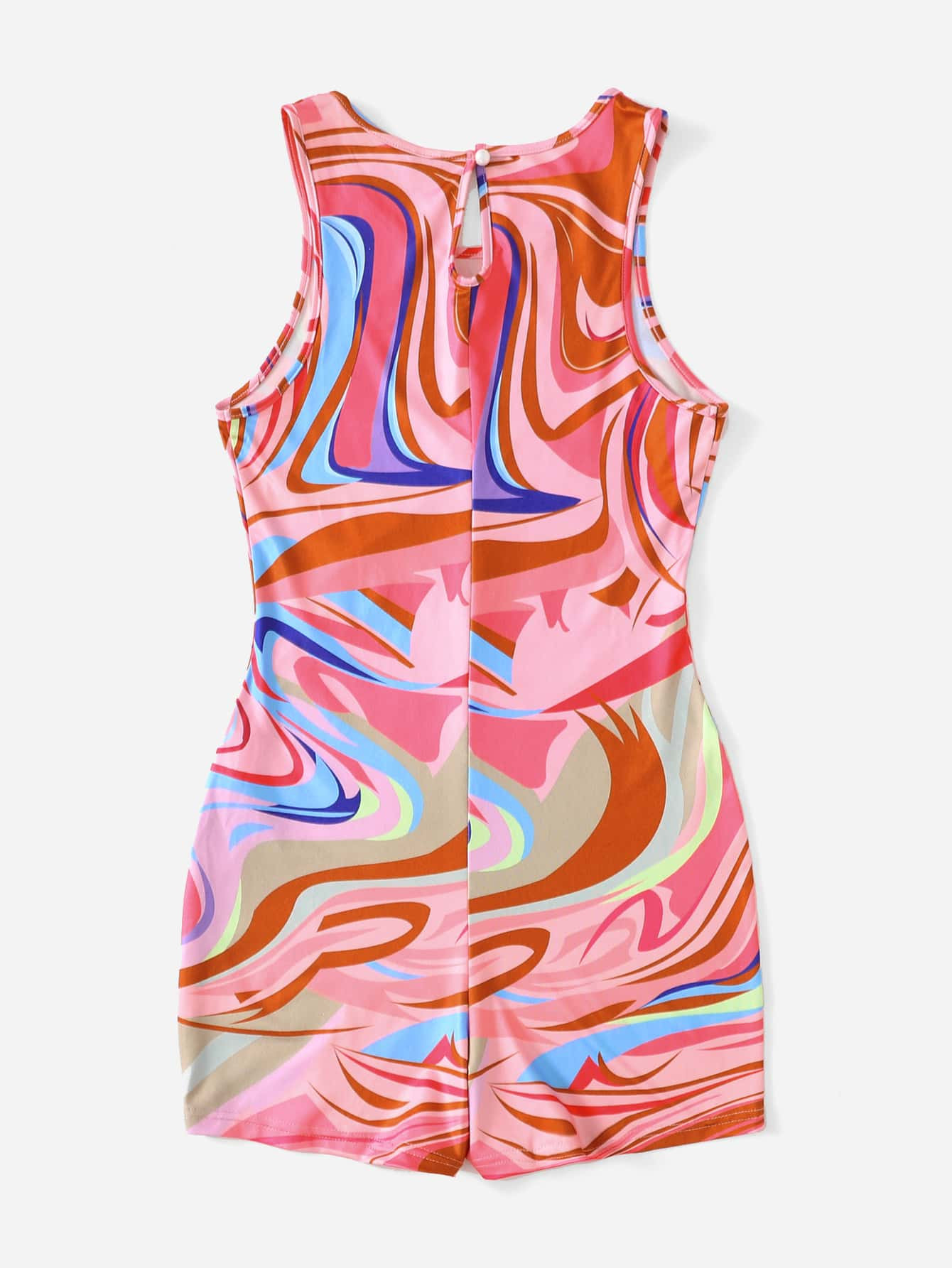 SHEIN ICON Marbled Print Romper Unitard | SHEIN