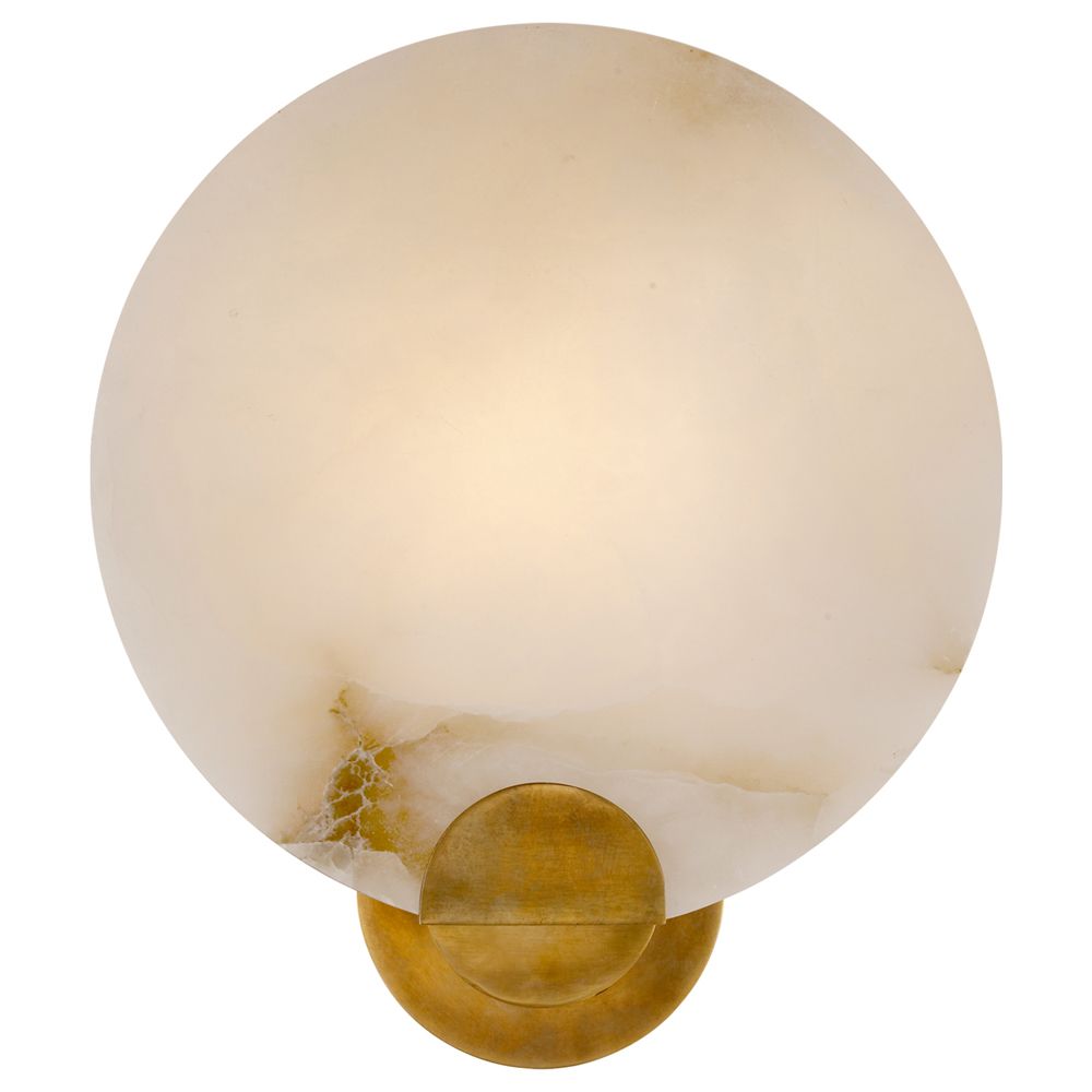 Visual Comfort Iveala Mid Antique Brass Metal Alabaster Shade Single Sconce | Kathy Kuo Home