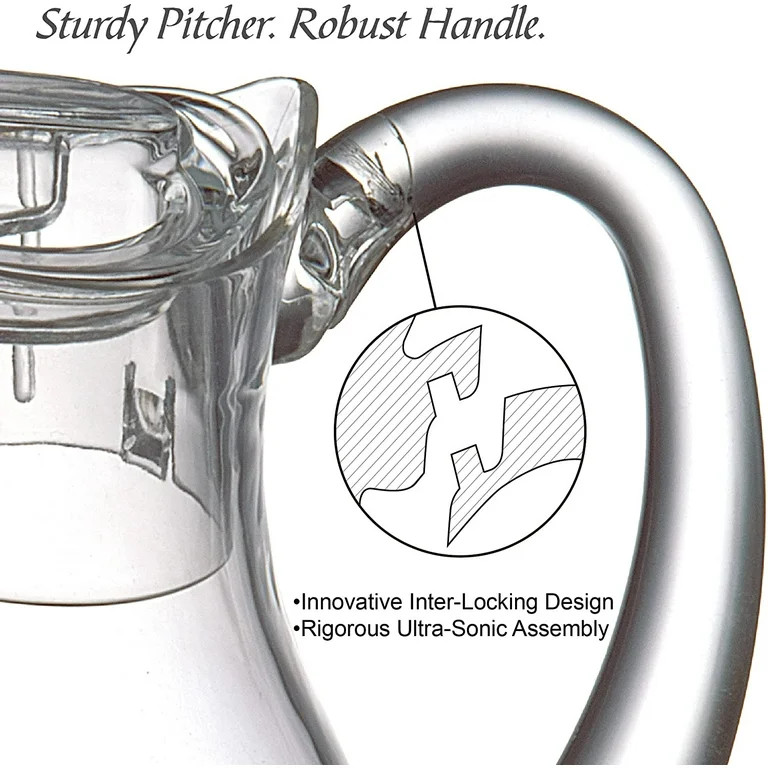 Amazing Abby - Quadly - Plastic Pitcher (64 oz, 2 Quart), Clear Water Pitcher with Lid, Fridge Ju... | Walmart (US)