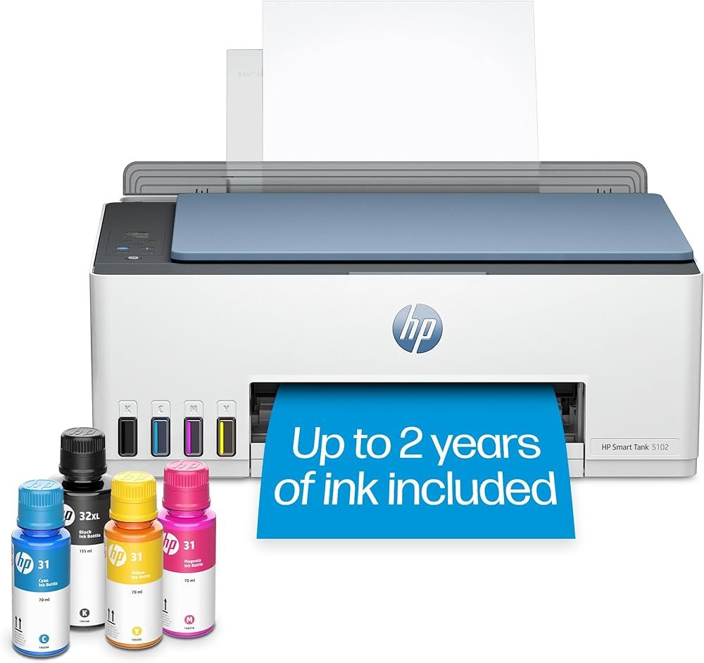 HP Smart Tank 5102 Wireless All-in-One Ink Tank Printer with up to 2 Years of Ink Included | Amazon (CA)