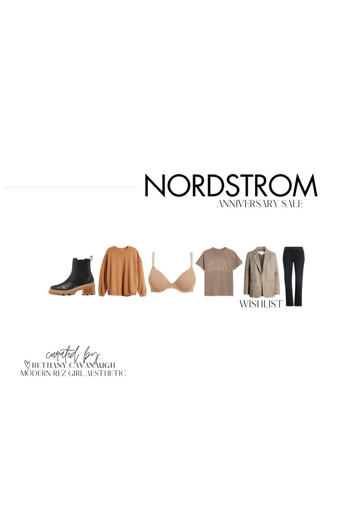 { Nordstrom Anniversary Sale ❥ Wishlist. 

• Sorel Joan Chelsea Boot in Black /Gum  
• fp movement All Star Sweatshirt in Camel
• Natori Pure Luxe Underwire T-Shirt Bra in Buff / Cashmere 
• Vinyl Icons Paris Cotton Graphic T-Shirt in Brown  
• Treasure & Bond Tailored Blazer in Tan Timber Heather 
• MOTHER The Rider High Waist Ankle Slim Straight Leg Jeans in Night In Paris

NSale Wishlist . Fall Essentials . Nordstrom Sale Favorites . Modern Rez Girl Aesthetic . Native American Content Creator } 

#LTKSaleAlert #LTKxNSale #LTKSummerSales