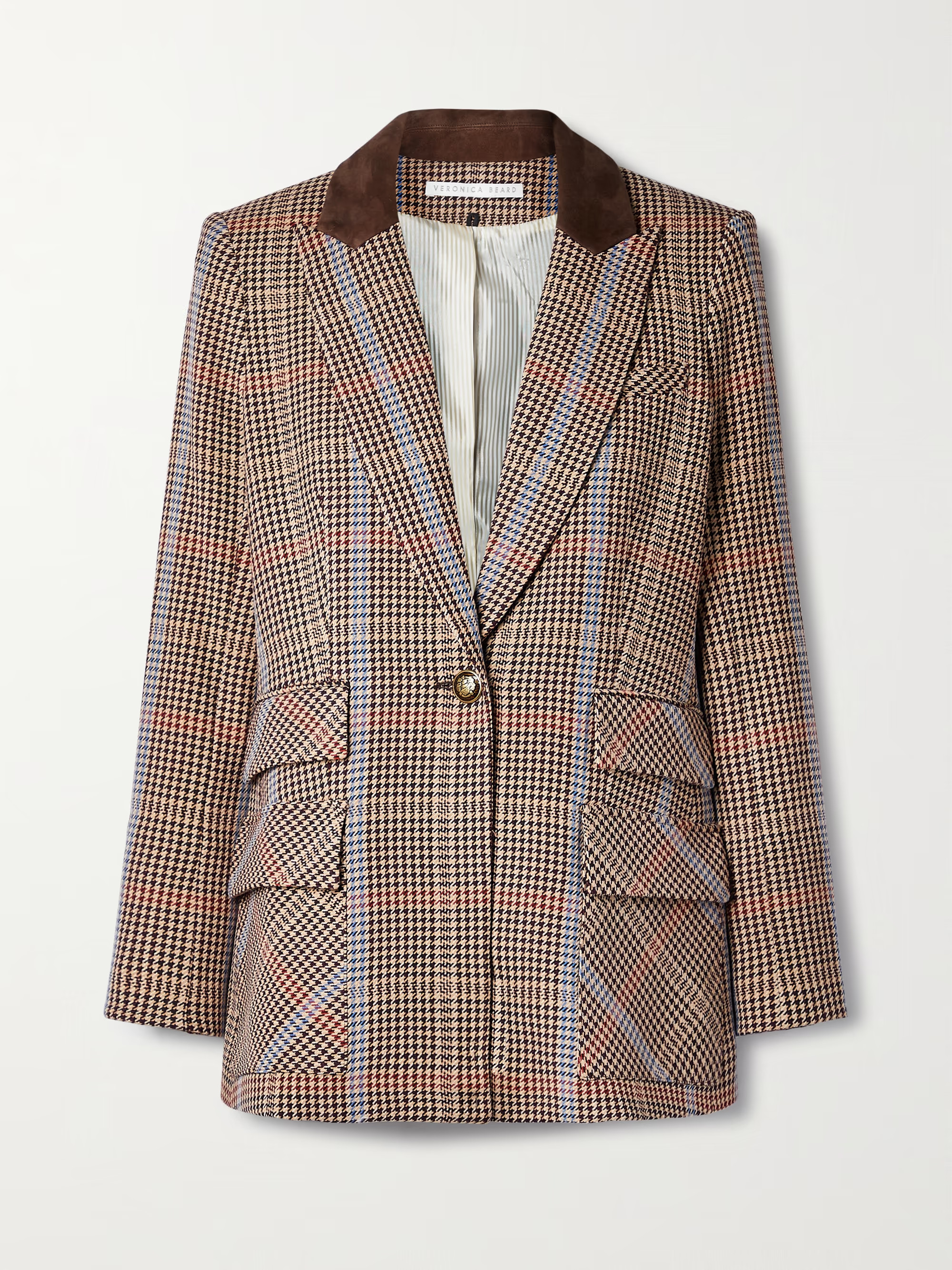 Brown Destry Dickey houndstooth checked tweed blazer | VERONICA BEARD | NET-A-PORTER | NET-A-PORTER (US)