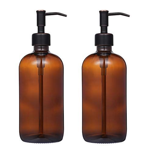 2 Pack of 16 oz Amber Glass Boston Round Bottles | Amazon (US)