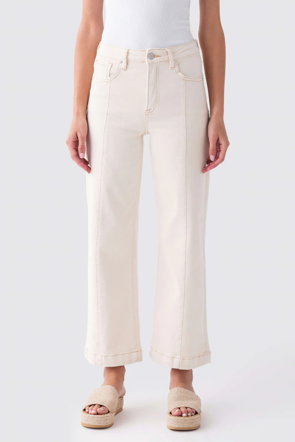 Risen Mia High Rise Front Seam Wideleg Ankle Jeans | Social Threads