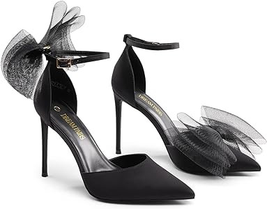 DREAM PAIRS Women's High Heels Strappy Closed Toe Stiletto Pointed Toe Mesh Bows Ankle Strap D'Or... | Amazon (US)
