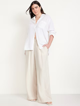 High-Waisted Linen-Blend Super Wide-Leg Pants | Old Navy (US)