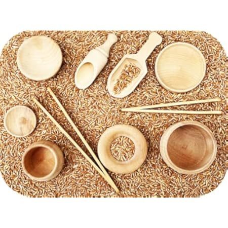 SimplytoPlay Sensory Bin Tools, Montessori Toys for Toddlers, Waldorf Toys, Wooden Scoops and Tongs  | Amazon (US)