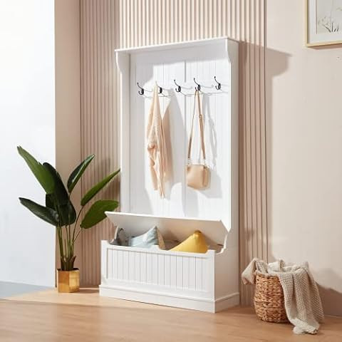 Amazon.com: Crosley Furniture Campbell Hall Tree - White : Home & Kitchen | Amazon (US)
