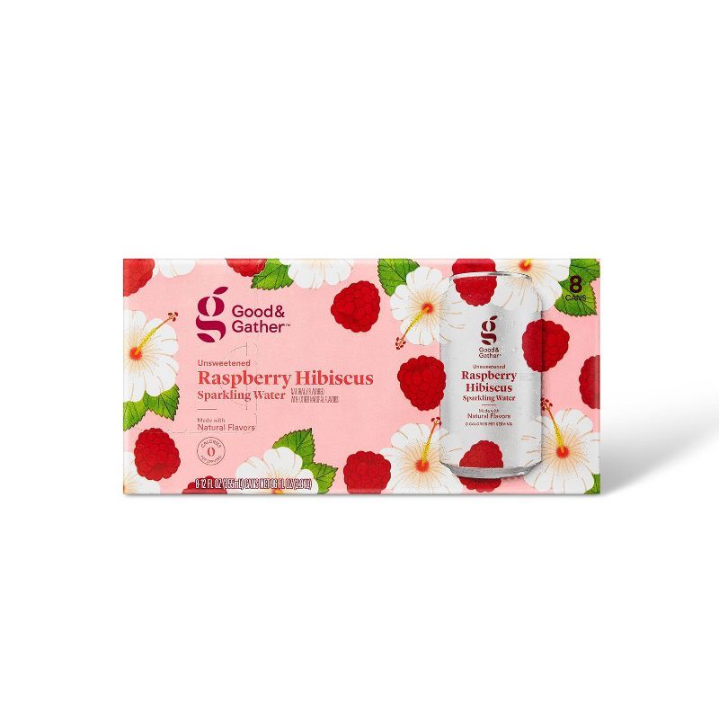 Raspberry Hibiscus Sparkling Water - 8pk/12 fl oz Cans - Good & Gather™ | Target