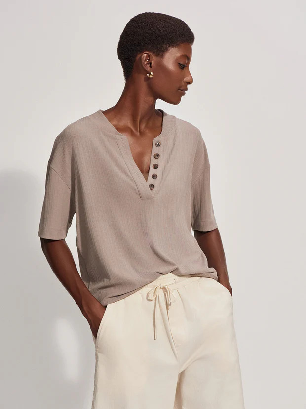 Kasey Mock Placket Rib Tee | Varley USA